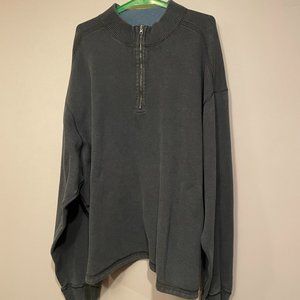 Big Man's Grey 1/4 Zip Front Long Sleeve Sweater 4XL